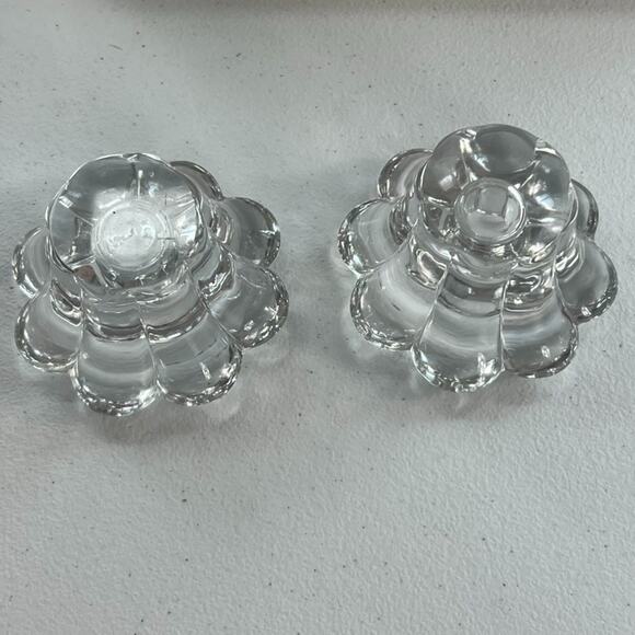 Heisey Crystolite Candle Block Candlestick Holder Set of 2 Flowers Heavy - Picture 5 of 7